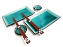 Japanese Ocean Blue Six Piece Sushi Plate Set for Two