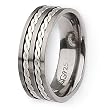 Sterling Silver Inlay Brushed and Antiqued Titanium Ring (8.0 mm) - Sizes 6-13