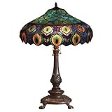 DARK Peacock Tiffany styled Table Lamp FREE SHIPPING