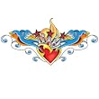 Hearts & 2 Birds Temporary Tattoo 3x6