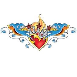 Hearts & 2 Birds Temporary Tattoo 3x6