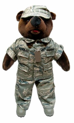 Stuffed 20 teddy bear in personalized custom embroidered U.S. Air Force Air Battle Military Uniform ABU