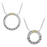 Sterling Silver Mom and Daughter Round Nesting Pendants, 18