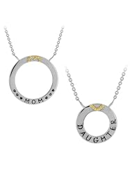 Sterling Silver Mom and Daughter Round Nesting Pendant Necklace s, 18", Set of 2
