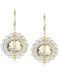 Dana Kellin "Birch Mix" Layered Pearl and Crystal Oval Earrings