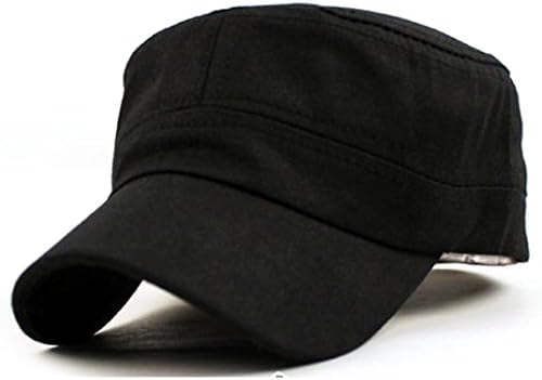 Tevies® Adjustable Retro Plain Military Cadet Style Pre-Curved Vintage Cap (Black)