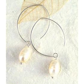 Sterling Silver Modern White Pearl Earrings