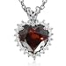 Heart Shaped Natural Garnet and Diamond Necklace in 18k White Gold (G, SI2, 2.08 cttw) Certificate of Authenticity