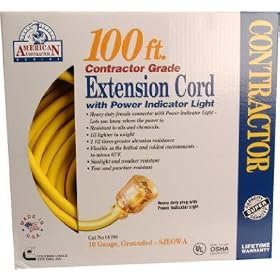 Coleman Cable #01799 100' 10 3 Yellow Extention Cord by COLEMAN CABLE INC