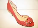 Women's AK Anne Klein Open-Toe Pump, Roselyn - Md Red Suede