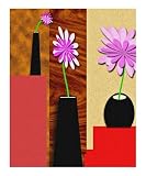 3 Vases 3 Flowers On Sandstone