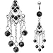 Belly ring with black chandelier dangle