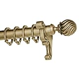 IMAGE OF Harome Designs Ball Finial Complete Curtain Rod Hardware Set 8Ft Wood Pole Antique Bronze