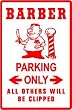 BARBER PARKING sign * street hair beauty