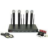 Hisoinc UHF 4-Channel Handheld Wireless Microphone System, HSU8300H