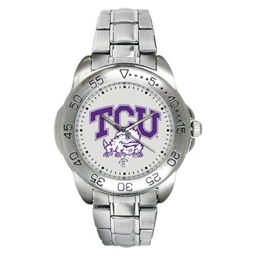Texas Christian Horned Frogs Men’s Gameday Sport Watch w/Stainless Steel Band