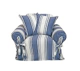 Classic Slipcovers Printed Classic Stripe Canvas Loveseat Slipcover, Blue