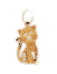 Dazzlers Solid 14 karats Gold Cat Kitten Charm Pendant available in three colors from jewelsberry (weights: 0.6 grams only)