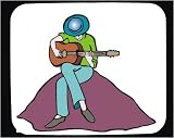 Mouse Pad with man, instrument, musical, troubador, Polynesia, playing, strings, Hawaii, sitting, holding, guitar