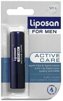 Liposan For Men Active Care Lip Balm SPF 6 4.8ml Pack of 6