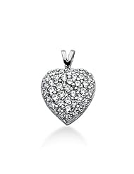 14K Gold Pave set Diamond Heart Pendant (0.50 cttw, F - G Color, SI2 Clarity)