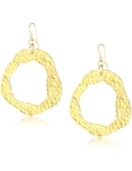Devon Leigh Hammered 18k Gold Dipped Teardrop Hoop Earrings