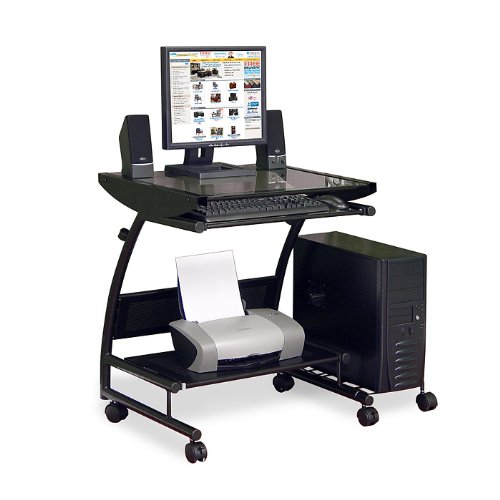 Studio RTA Metro Metal , Glass Computer Cart in Black On Sale