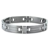 Titanium Men's Link Bracelet w/ Cross Designs (Length 7.25