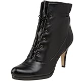 AK Anne Klein Women's Winifred Ankle Boot,Black Leather,9.5 M US