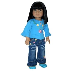 Turquoise Keyhole Top and Jeans. Fits 18