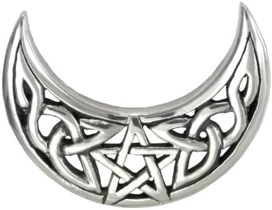 Sterling Silver Celtic Knot Crescent Moon Pentacle Pentagram Pendant