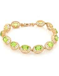 14k Real Yellow Gold Oval Synthetic Peridot Lovely Ladies Bracelet