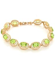 10k Real Yellow Gold Oval Synthetic Peridot Lovely Ladies Bracelet