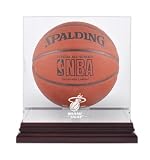 Miami Heat Mahogany Logo Basketball Display Case and Mirror Back