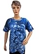 Womens Tops Tee Shirt Lord Shiva Print Yoga Meditation Clothing Blue T-shirts