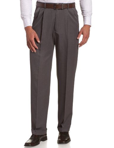 Haggar Men's Mynx Gabardine Hidden Expandable Waist Pleated Dress Pant