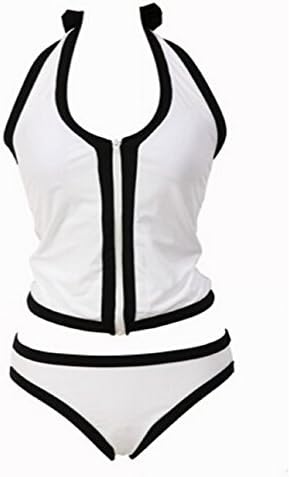 Women's Two-Piece Summer Swimsuit Zipper Bikini Swimwear Beachwear L