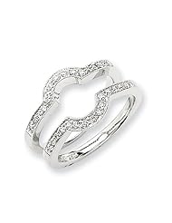 Ann Harrington Jewelry 14k White Gold 1/4 Ct Tw Diamond Antique Style Ring Guard 2 Loose Bands