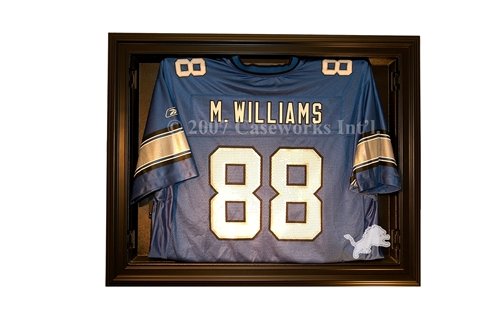 Detroit Lions Football Jersey Display Case with Removable Face and Black Finish Frame