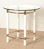 Produkt-Bild: Beistelltisch aus vergoldetem Stahl und Sicherheitsglas H&ouml;he 56 cm