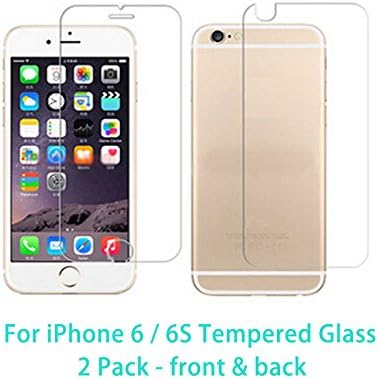 [Front+Back] For iPhone 6/6S Screen Protector 9H Pro+ HD Anti-Explosion Tempered Glass (2 Pack Front)
