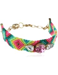 Gypsies + Debutantes Gold Plated Adjustable Chain with Magnetic Closure Pink Friendship Bracelet, 7.2"