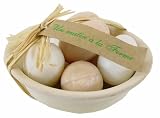 Panier des Sens Egg shaped gift set 7 soaps in ceramic dish - One morning on the Farm Un matin a la Ferme