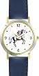 White Stallion Horse - WATCHBUDDY&reg; DELUXE TWO-TONE THEME WATCH - Arabic Numbers - Blue Leather Strap-Children's Size-Small ( Boy's Size & Girl's Size )