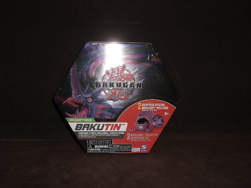Bakugan Battle Brawlers Bakubronze Series Darkus (Black) Bakutin ~ Inside are 2 Collector Bakugan, 5 Ability Cards, 5 Metal Gate Cards and 2 Removable Trays~The Perfect place to store all of your Bakugan!