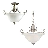 Sea Gull Lighting 51050-962 Canterbury Collection Two-Light Pendant, Brushed Nickel Finish with Satin Etched Glass
