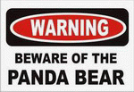 BEWARE OF THE PANDA BEAR Decals / Stickers * Pack of 10
