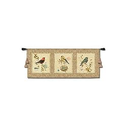 Songbirds Tapestry Wallhanging With Wall Hanging Rod and Tassels