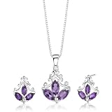 3.00 cts Marquise Cut Amethyst Pendant Earrings in Sterling Silver FREE SHIPPING Free 18 inch Necklace