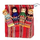 Four Large Worry Dolls with Pouch